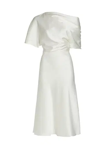 Amsale Women's Draped Satin One-Shoulder Midi-Dress - | Thumbnail 1