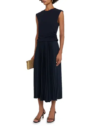 TANYA TAYLOR Women's Carly Pleated Sleeveless Midi-Dress | Thumbnail 3 TANYA TAYLOR Women's Carly Pleated Sleeveless Midi-Dress | Thumbnail 3