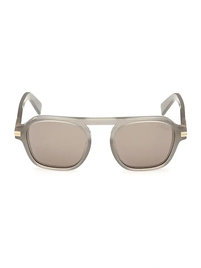 ZEGNA Men's 51MM Round Sunglasses - Grey Taupe Mirror