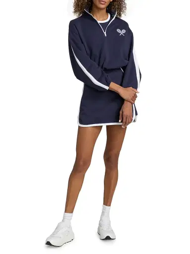 TANYA TAYLOR Women's Maria Terry Quarter-Zip Pullover | Thumbnail 2
