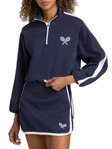 TANYA TAYLOR Women's Maria Terry Quarter-Zip Pullover | Thumbnail 3