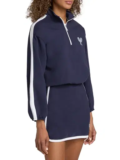 TANYA TAYLOR Women's Maria Terry Quarter-Zip Pullover | Thumbnail 4