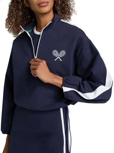 TANYA TAYLOR Women's Maria Terry Quarter-Zip Pullover | Thumbnail 6