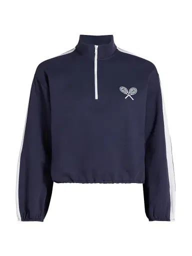 TANYA TAYLOR Women's Maria Terry Quarter-Zip Pullover | Thumbnail 1