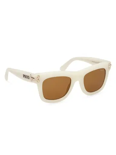 PUCCI Women's 50MM Logo-Detailed Square Sunglasses - Ivory Brown | Thumbnail 8