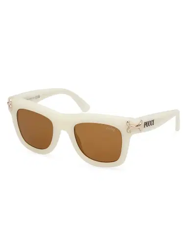 PUCCI Women's 50MM Logo-Detailed Square Sunglasses - Ivory Brown | Thumbnail 1