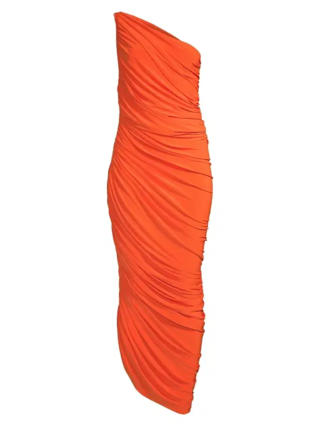 Norma Kamali Women's Diana Ruched One-Shoulder Gown - Blood Orange