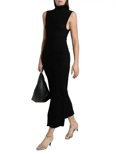 Proenza Schouler Women's Federica Micro Pleat Midi-Dress - Black - Size XL | Thumbnail 2
