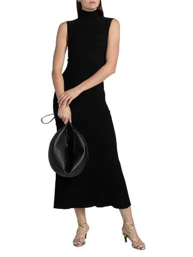 Proenza Schouler Women's Federica Micro Pleat Midi-Dress - Black - Size XL | Thumbnail 3