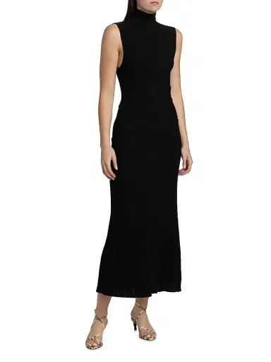 Proenza Schouler Women's Federica Micro Pleat Midi-Dress - Black - Size XL | Thumbnail 4