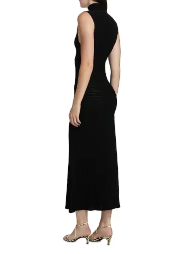 Proenza Schouler Women's Federica Micro Pleat Midi-Dress - Black - Size XL | Thumbnail 5