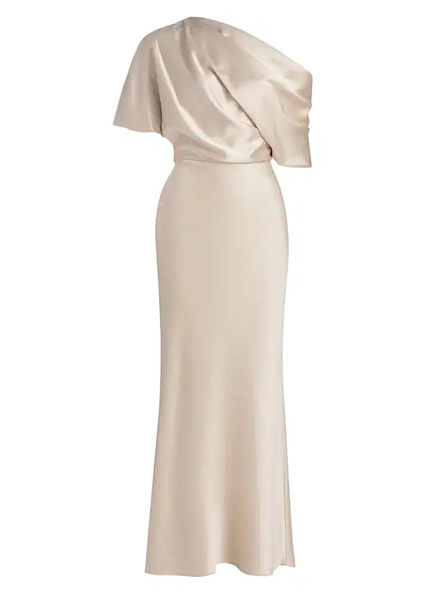 Amsale Women's Satin One-Shoulder Gown - Champagne
