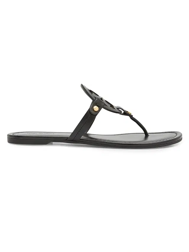 Tory Burch Women's Miller Leather Thong Sandals - Perfect Black