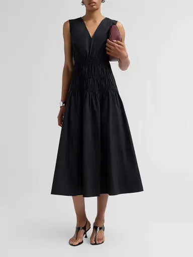 Proenza Schouler Women's Loren Smocked Poplin Midi-Dress | Thumbnail 2 Proenza Schouler Women's Loren Smocked Poplin Midi-Dress | Thumbnail 2