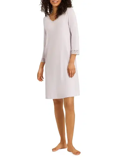 Hanro Women's Moments Cotton Lace-Trim Nightgown - Crystal Pink - Size Medium | Thumbnail 2