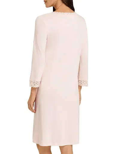 Hanro Women's Moments Cotton Lace-Trim Nightgown - Crystal Pink - Size Medium | Thumbnail 4