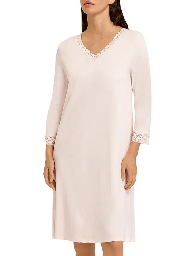 Hanro Women's Moments Cotton Lace-Trim Nightgown - Crystal Pink