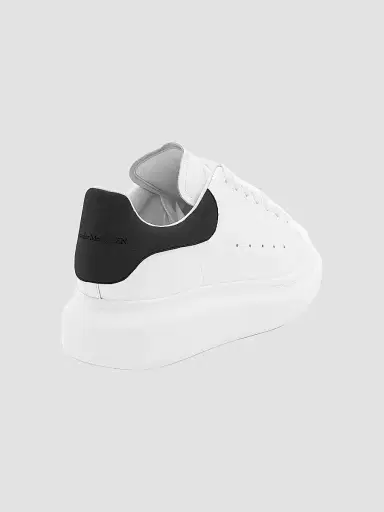 Alexander McQueen Women's Oversized Embossed Logo Colorblocked Suede Sneakers - White Black - Size 11.5 | Thumbnail 3