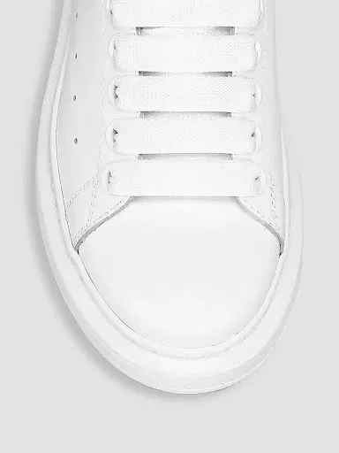 Alexander McQueen Women's Oversized Embossed Logo Colorblocked Suede Sneakers - White Black - Size 11.5 | Thumbnail 4