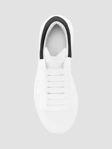 Alexander McQueen Women's Oversized Embossed Logo Colorblocked Suede Sneakers - White Black - Size 11.5 | Thumbnail 5