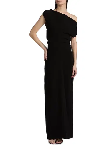 Proenza Schouler Women's Rosina Asymmetric Double Crepe Column Gown - Black - Size 12 | Thumbnail 2