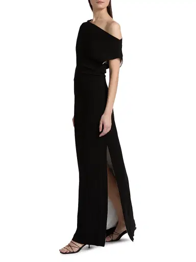 Proenza Schouler Women's Rosina Asymmetric Double Crepe Column Gown - Black - Size 12 | Thumbnail 4