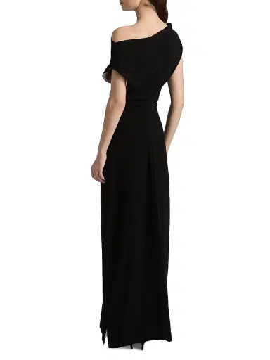 Proenza Schouler Women's Rosina Asymmetric Double Crepe Column Gown - Black - Size 12 | Thumbnail 5