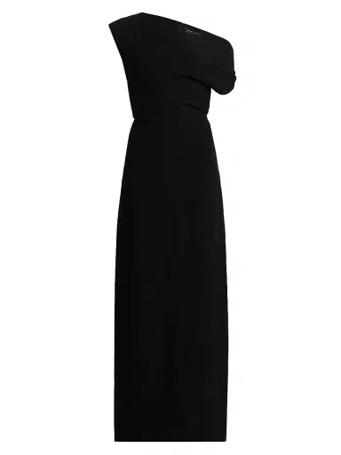 Proenza Schouler Women's Rosina Asymmetric Double Crepe Column Gown - Black - Size 12 | Thumbnail 1