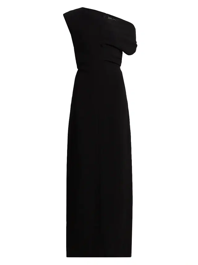 Proenza Schouler Women's Rosina Asymmetric Double Crepe Column Gown - Black