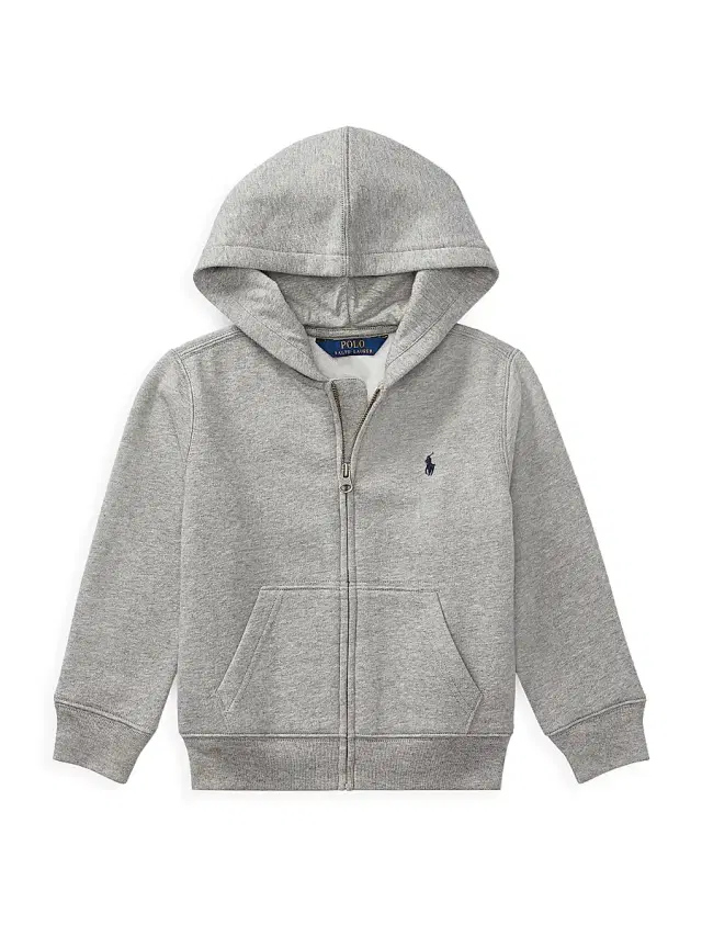 Boy's Cotton-Blend Fleece Hoodie - Heather Grey