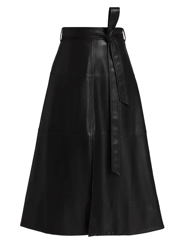 Tanya Taylor Women's Hudley Faux-Leather Midi-Skirt - Black