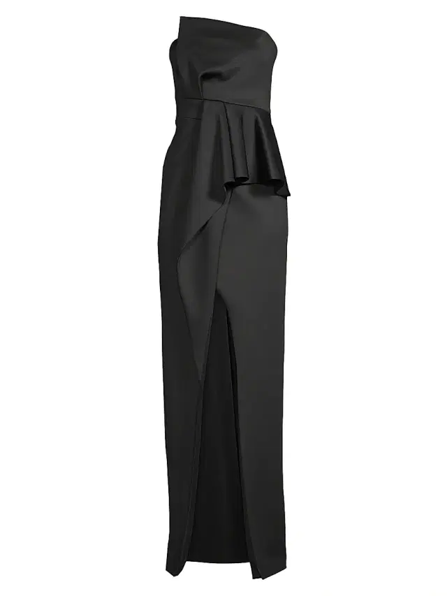 Black Halo Women's Jonas Asymmetrical Draped Gown - Black