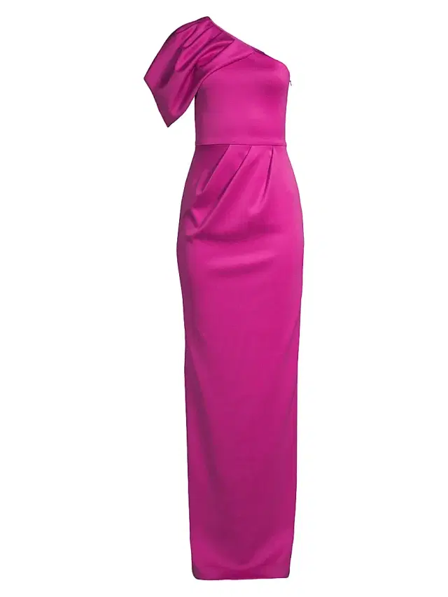 Black Halo Women's Egan One-Shoulder Gown - Magenta