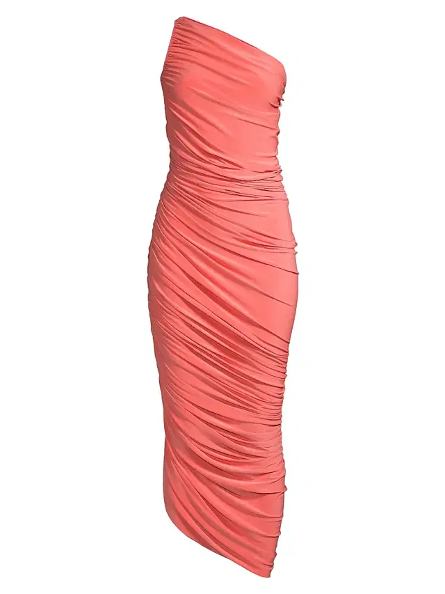 Norma Kamali Women's Diana Ruched One-Shoulder Gown - Papaya