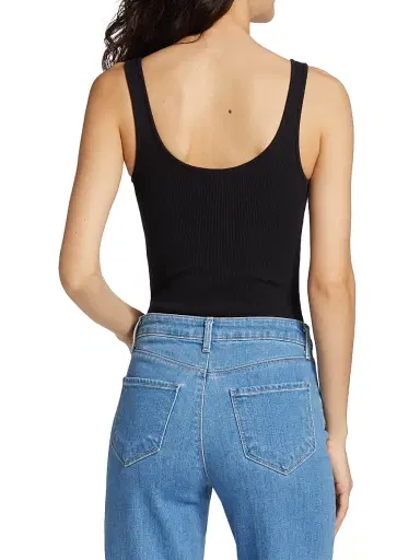 L'Agence Women's Nica Scoopneck Rib-Knit Bodysuit - Black - Size XL | Thumbnail 5
