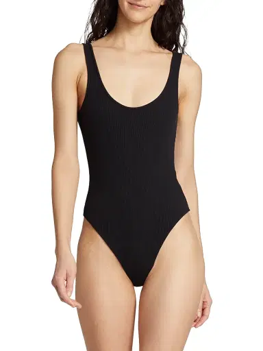 L'Agence Women's Nica Scoopneck Rib-Knit Bodysuit - Black - Size XL | Thumbnail 6