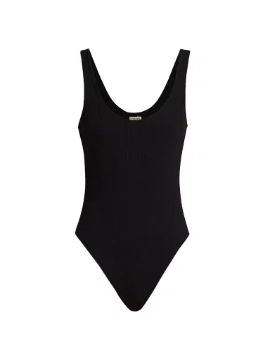 L'Agence Women's Nica Scoopneck Rib-Knit Bodysuit - Black - Size XL | Thumbnail 1