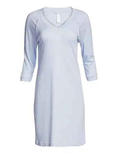 Hanro Women's Pure Essence Three-Quarter Sleeve Gown - Blue Glow - Size XL | Thumbnail 3