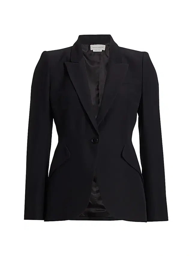 McQueen Women's Tailored Peak-Lapel Jacket - Black