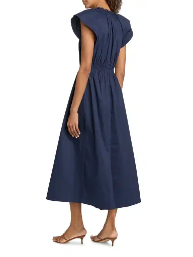 TANYA TAYLOR Women's Ivana Split Neck Cotton-Blend A-Line Midi-Dress | Thumbnail 5 TANYA TAYLOR Women's Ivana Split Neck Cotton-Blend A-Line Midi-Dress | Thumbnail 5