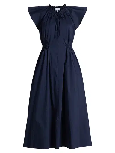 TANYA TAYLOR Women's Ivana Split Neck Cotton-Blend A-Line Midi-Dress | Thumbnail 1 TANYA TAYLOR Women's Ivana Split Neck Cotton-Blend A-Line Midi-Dress | Thumbnail 1