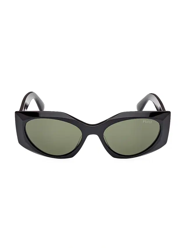 Pucci Women's 55MM Cat-Eye Sunglasses - Black Green