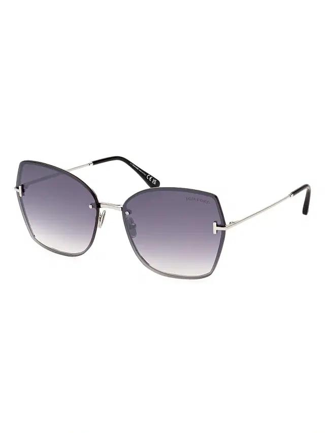 TOM FORD Women's 62MM Butterfly Sunglasses - Palladium Black Smoke Mirror