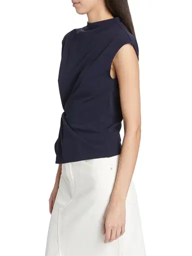 TANYA TAYLOR Women's Robin Knot Cap-Sleeve Blouse - Maritime Blue - Size Small | Thumbnail 4 TANYA TAYLOR Women's Robin Knot Cap-Sleeve Blouse - Maritime Blue - Size Small | Thumbnail 4