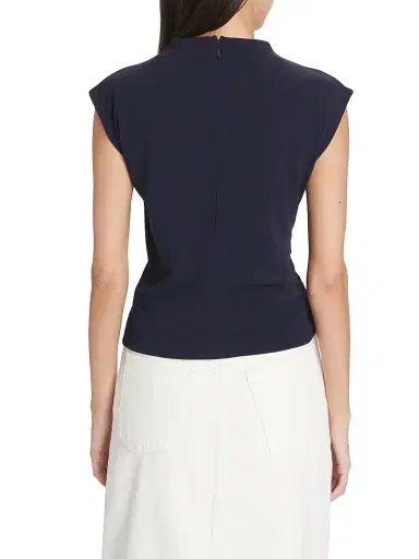 TANYA TAYLOR Women's Robin Knot Cap-Sleeve Blouse - Maritime Blue - Size Small | Thumbnail 5 TANYA TAYLOR Women's Robin Knot Cap-Sleeve Blouse - Maritime Blue - Size Small | Thumbnail 5