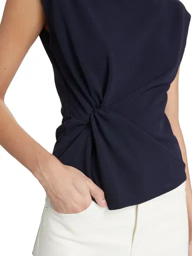 TANYA TAYLOR Women's Robin Knot Cap-Sleeve Blouse - Maritime Blue - Size Small | Thumbnail 6 TANYA TAYLOR Women's Robin Knot Cap-Sleeve Blouse - Maritime Blue - Size Small | Thumbnail 6