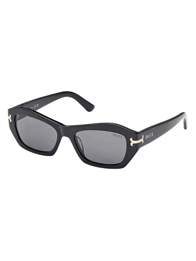 Pucci Women's 54MM Rectangular Sunglasses - Shiny Black Smoke