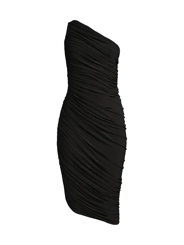Norma Kamali Women's Diana Ruched One-Shoulder Midi-Dress - Black