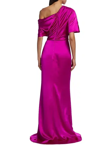 Amsale Women's Draped Off-The-Shoulder Gown - Fuchsia | Thumbnail 5