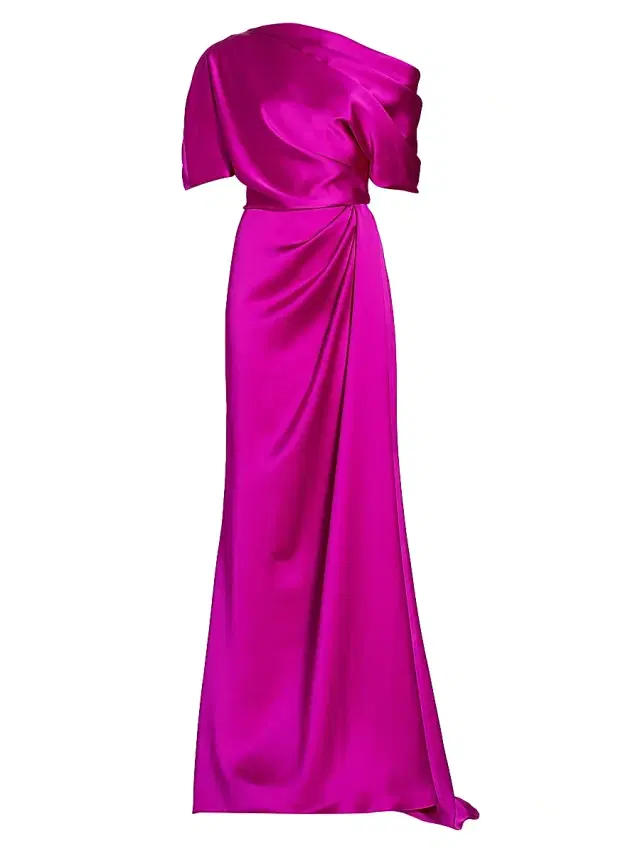 Amsale Women's Draped Off-The-Shoulder Gown - Fuchsia